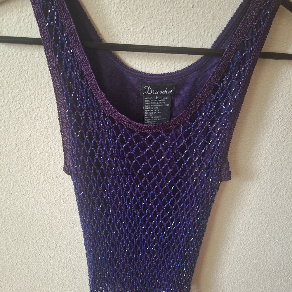 Purple Discochét Mesh Tank Top
